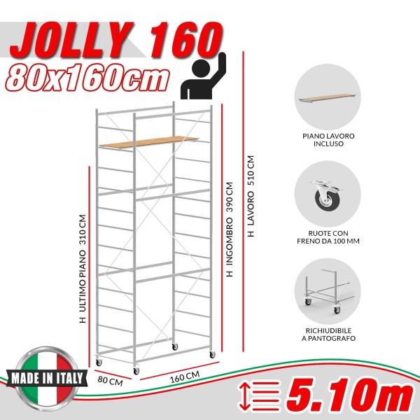 Trabattello JOLLY 160 (Altezza lavoro 5,10 metri)