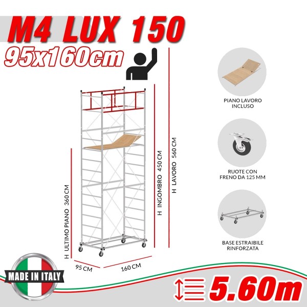 Trabattello M4 LUX 150 (Altezza lavoro 5,60 metri)