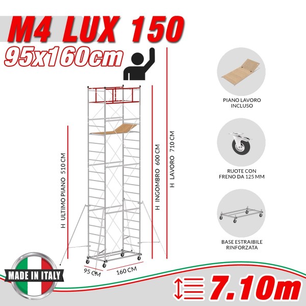 Trabattello M4 LUX 150 (Altezza lavoro 7,10 metri)