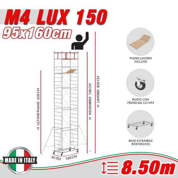 Trabattello M4 LUX 150 (Altezza lavoro 8,50 metri)