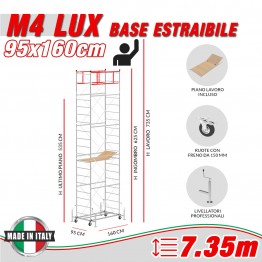 Trabattello M4 LUX base estraibile (Altezza lavoro 7,35 metri)