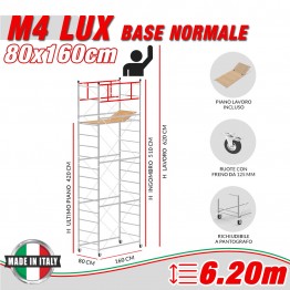 Trabattello M4 LUX base normale (Altezza lavoro 6,20 metri)
