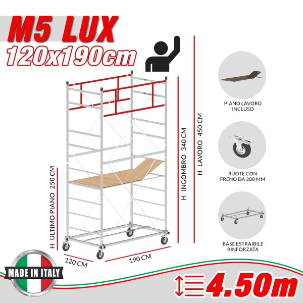 Trabattello M5 LUX (Altezza lavoro 4,50 metri)
