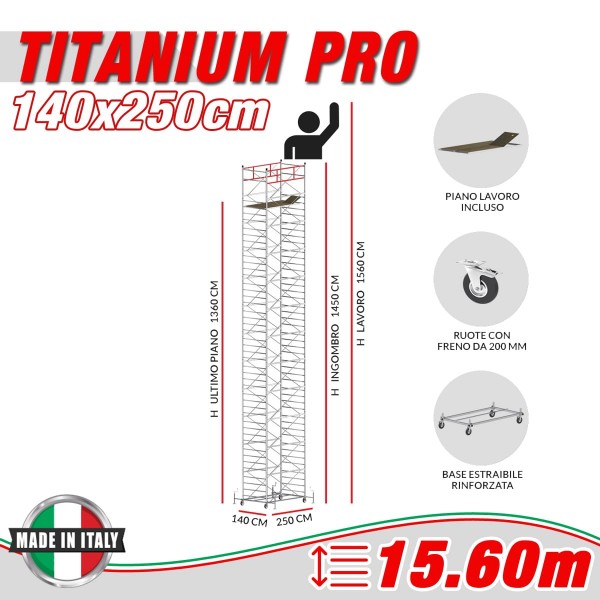 Trabattello TITANIUM PRO (Altezza lavoro 15,60 metri)